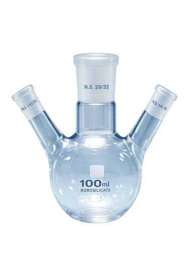 Balon 100 ML - Dibi Yuvarlak, Üç Boyunlu, Norm Şilifli
