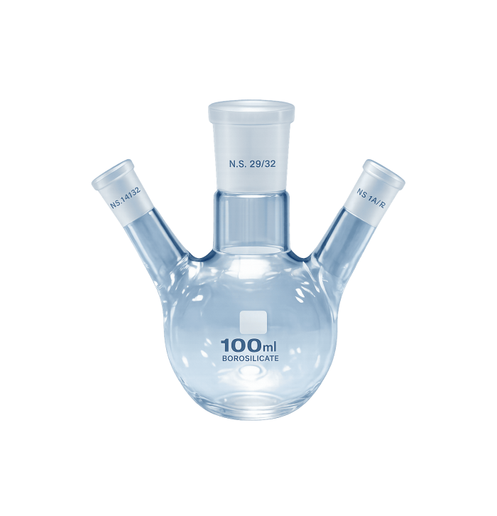 Balon 100 ML - Dibi Yuvarlak, Üç Boyunlu, Norm Şilifli