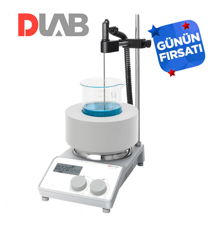 DLAB MS-H280-B100 Mantolu Isıtıcılı Manyetik Karıştırıcı 200... 1.500 rpm / 25... 280 °C / 100 mL Beher için